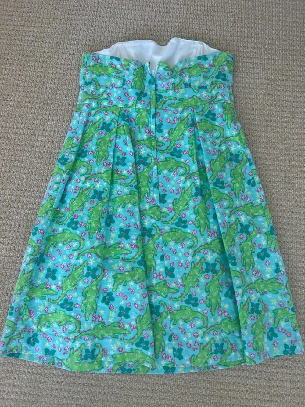Lilly Pulitzer Alberta Gator Print Dress Strapless Sz 0 - Picture 3 of 6